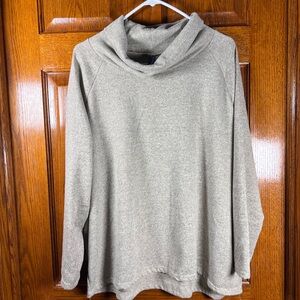 Soft Stitch 3X Heathered Taupe Cowl Neck Pullover